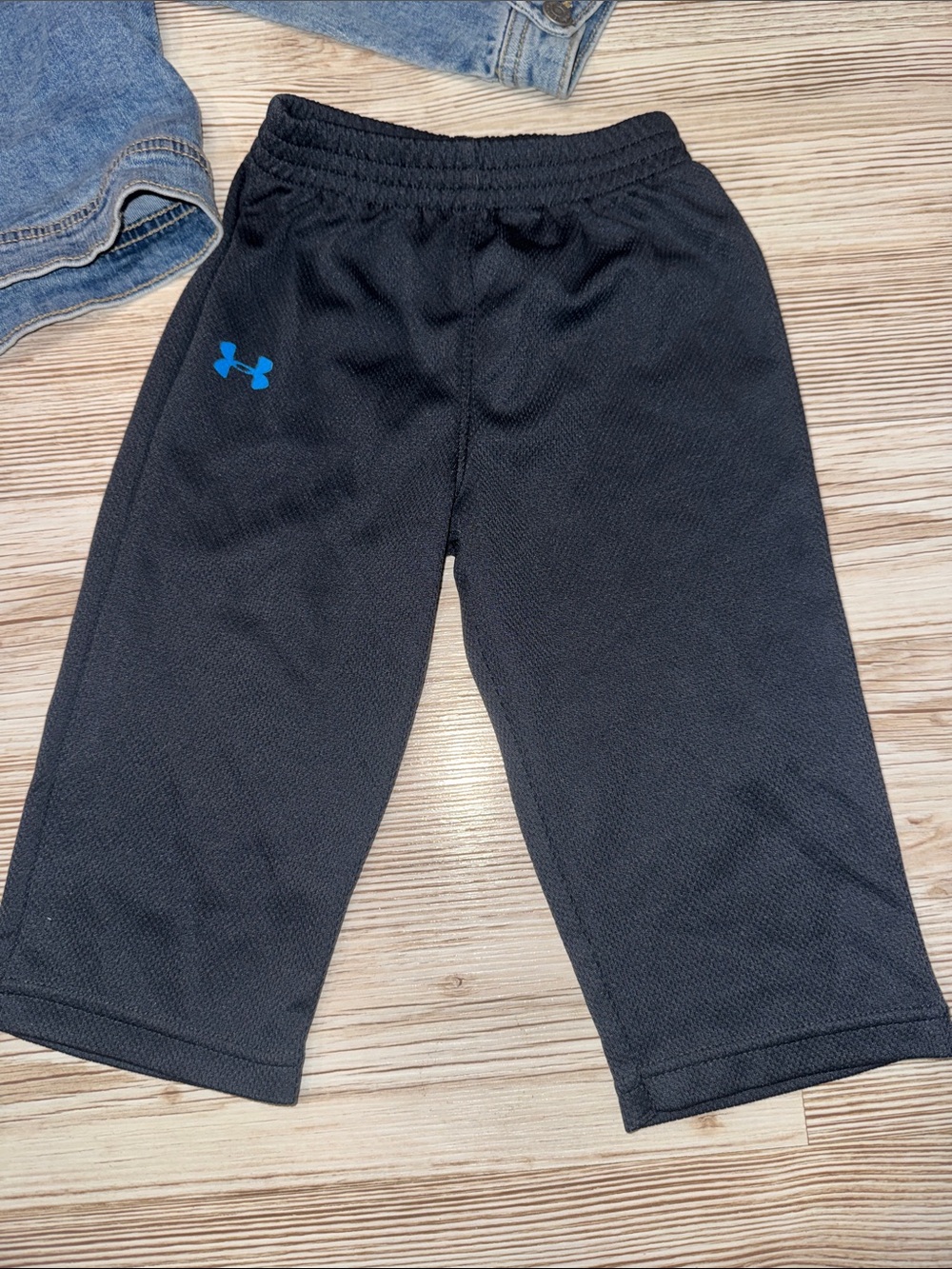 Under Armour Black Kids Sweatpants with Blue Logo